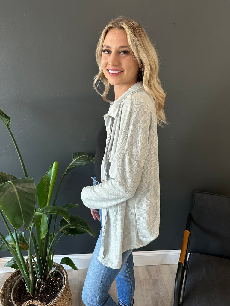 Grey Contrast Shacket