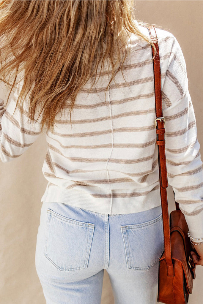 Striped Cowl Neck Sweater