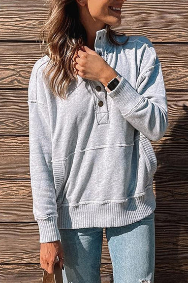 Grey Button Sweatshirt