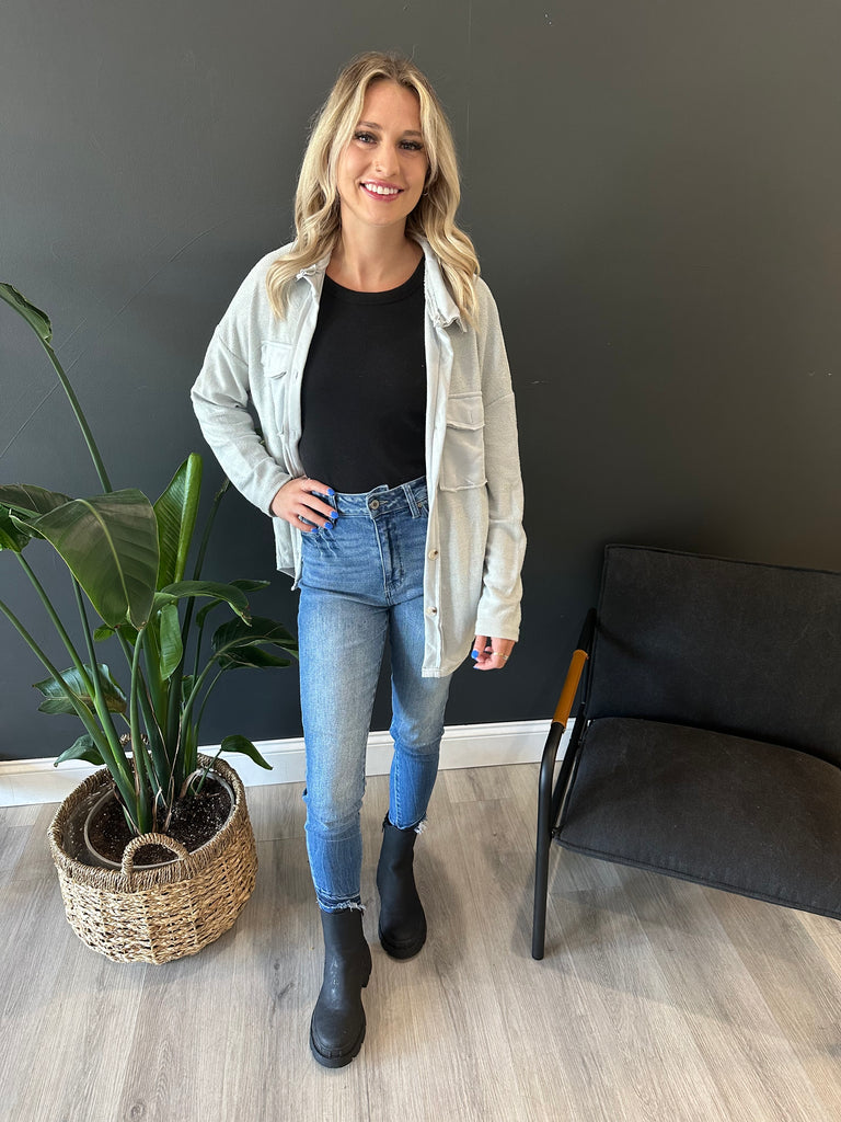 Grey Contrast Shacket