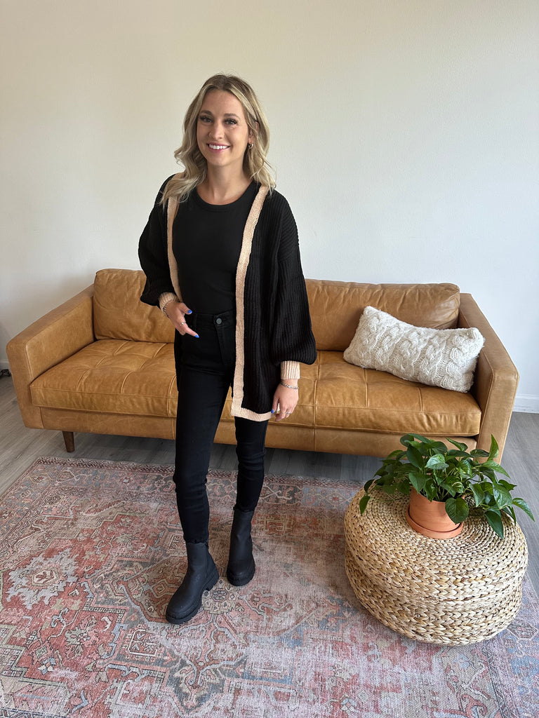 Black Contrast Cardigan