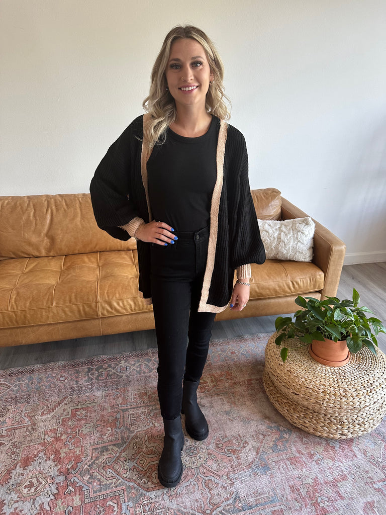 Black Contrast Cardigan