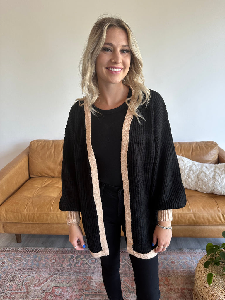 Black Contrast Cardigan