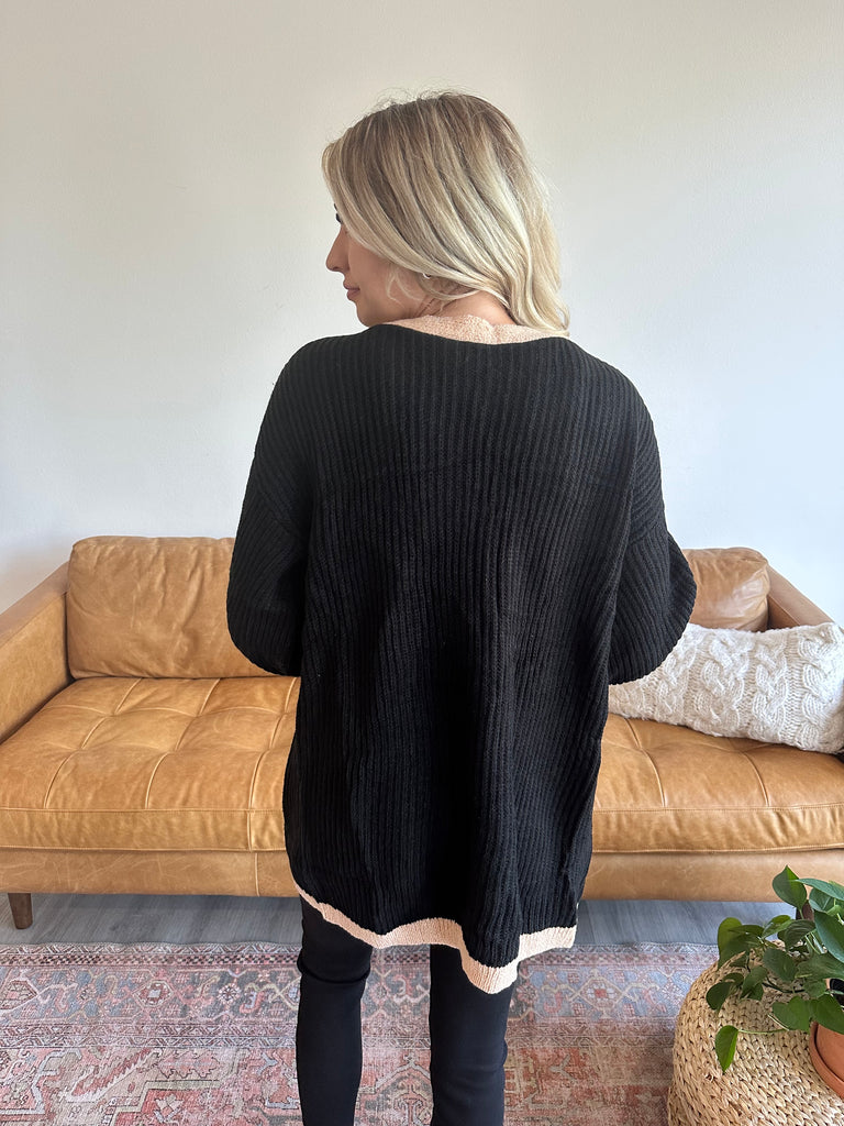 Black Contrast Cardigan