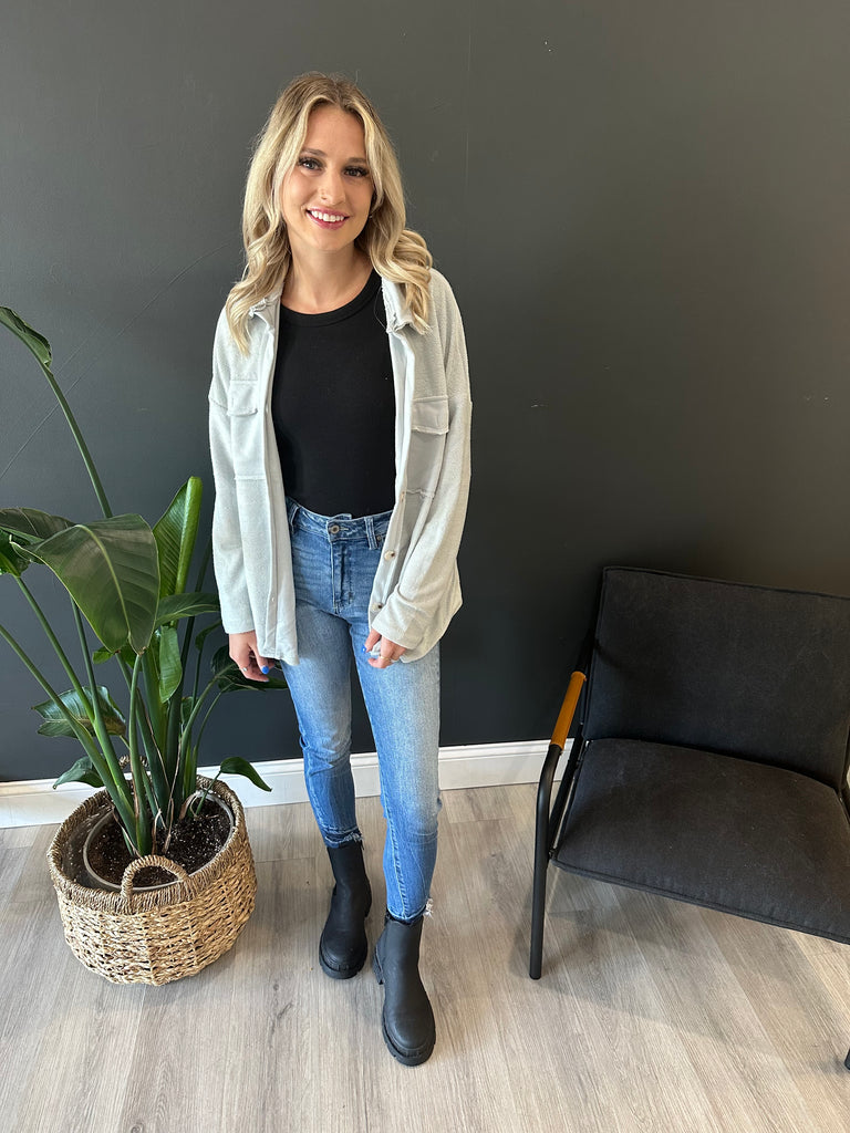 Grey Contrast Shacket