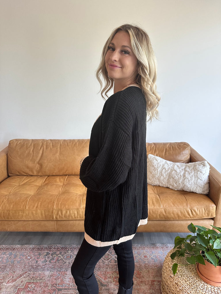 Black Contrast Cardigan
