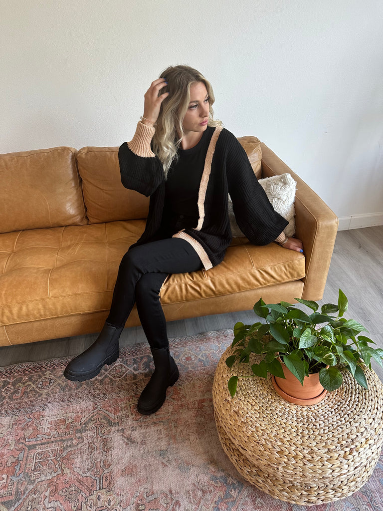 Black Contrast Cardigan