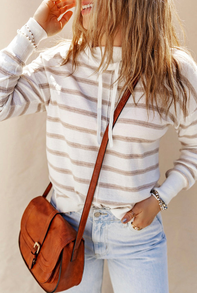 Striped Cowl Neck Sweater