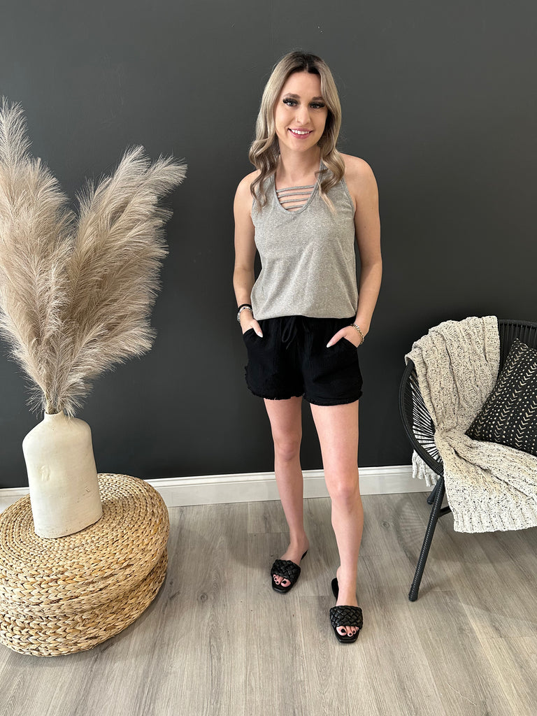 Strappy Knit Tank Top - 2 Colors