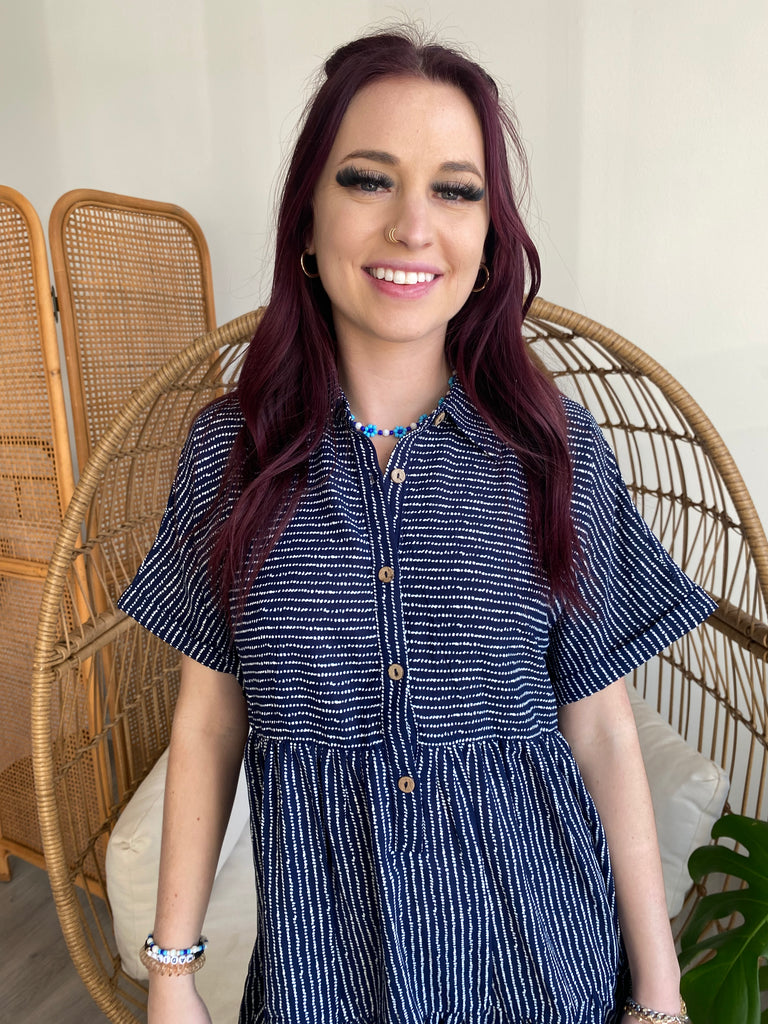 Navy Striped Dress