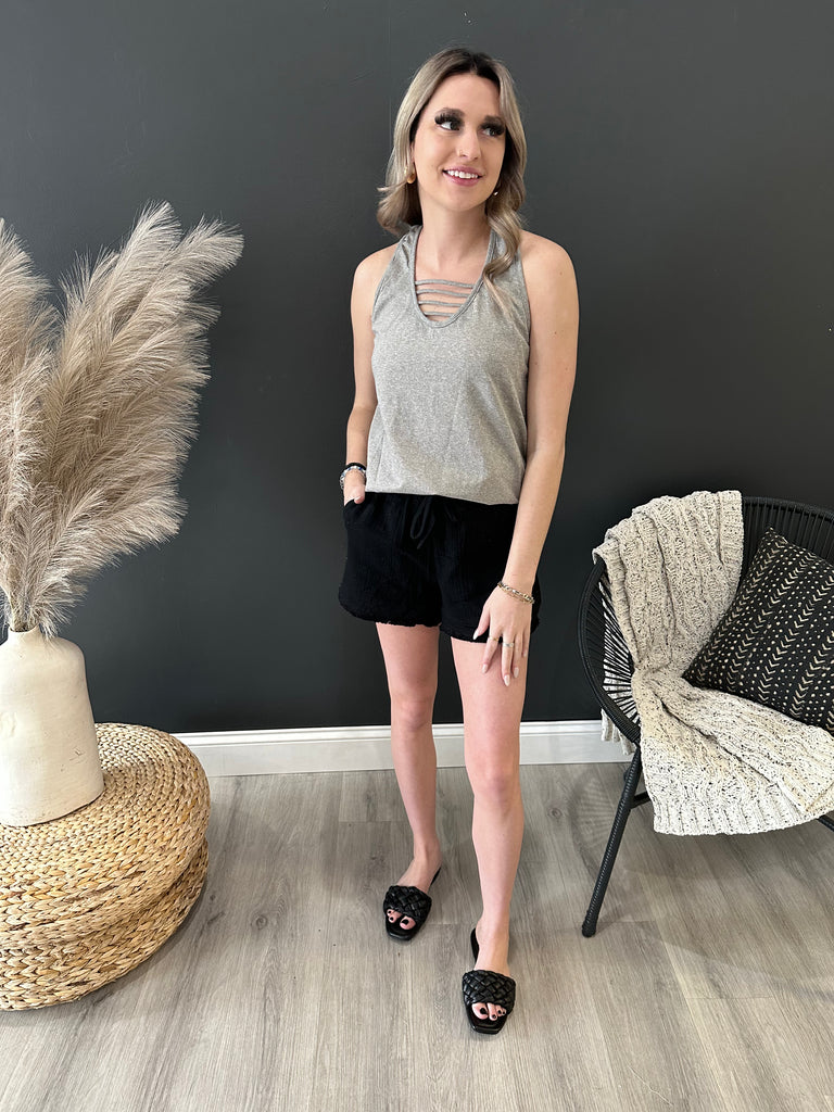 Strappy Knit Tank Top - 2 Colors