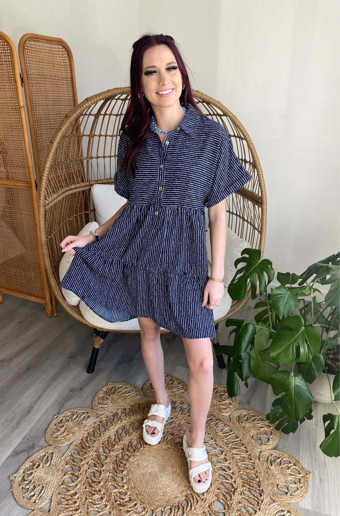 Navy Striped Dress