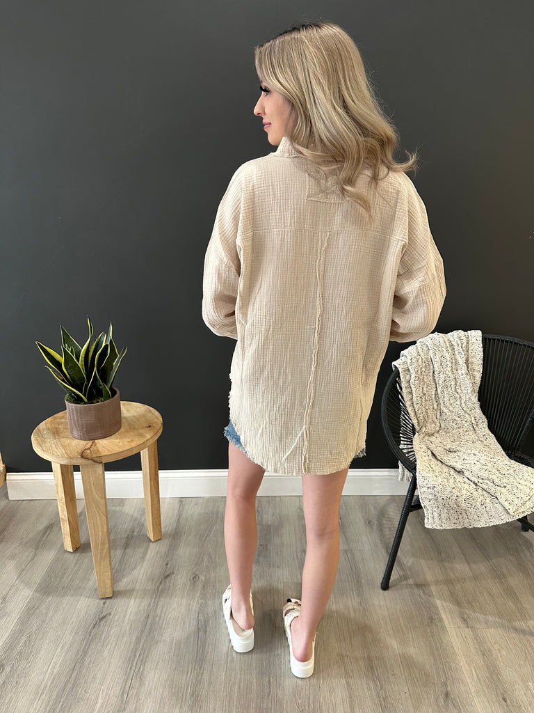 Sand Beige Gauze Top