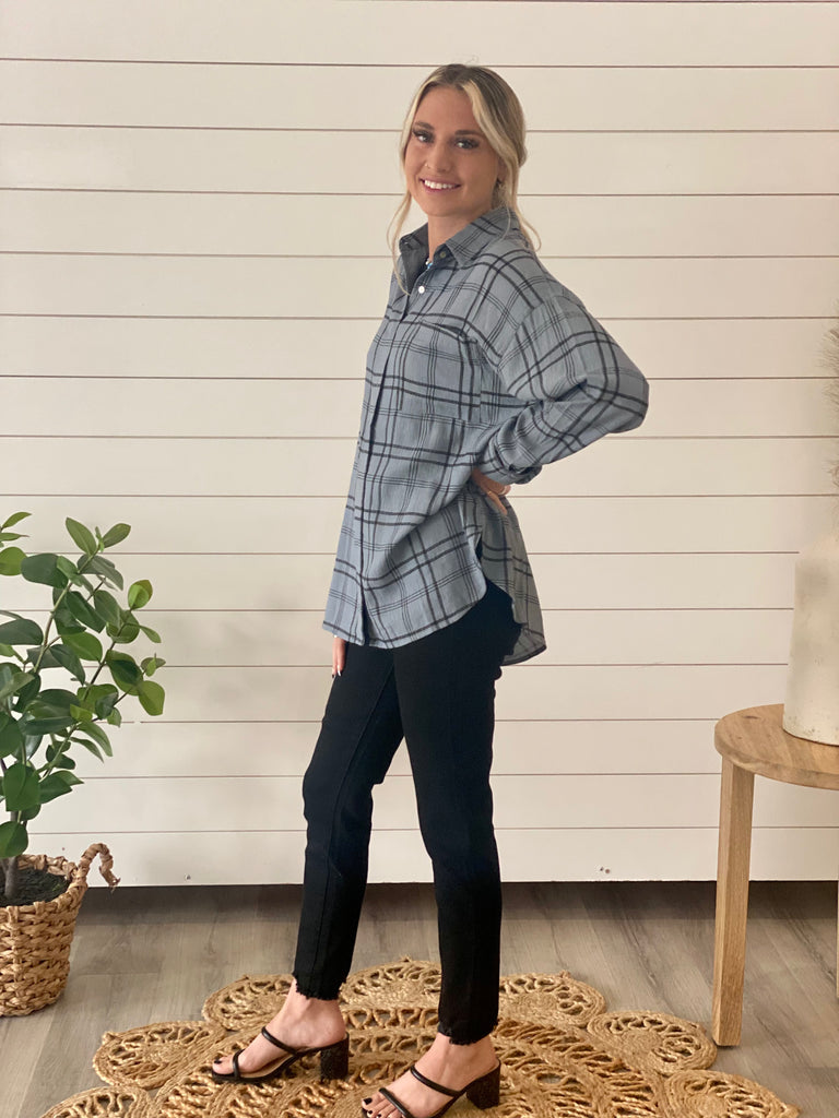 Plaid Button-Up Top