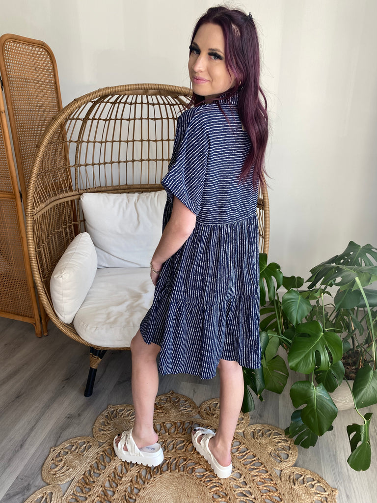 Navy Striped Dress