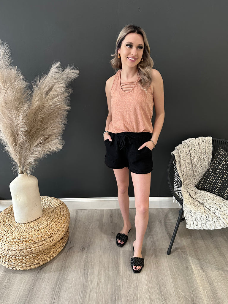 Strappy Knit Tank Top - 2 Colors