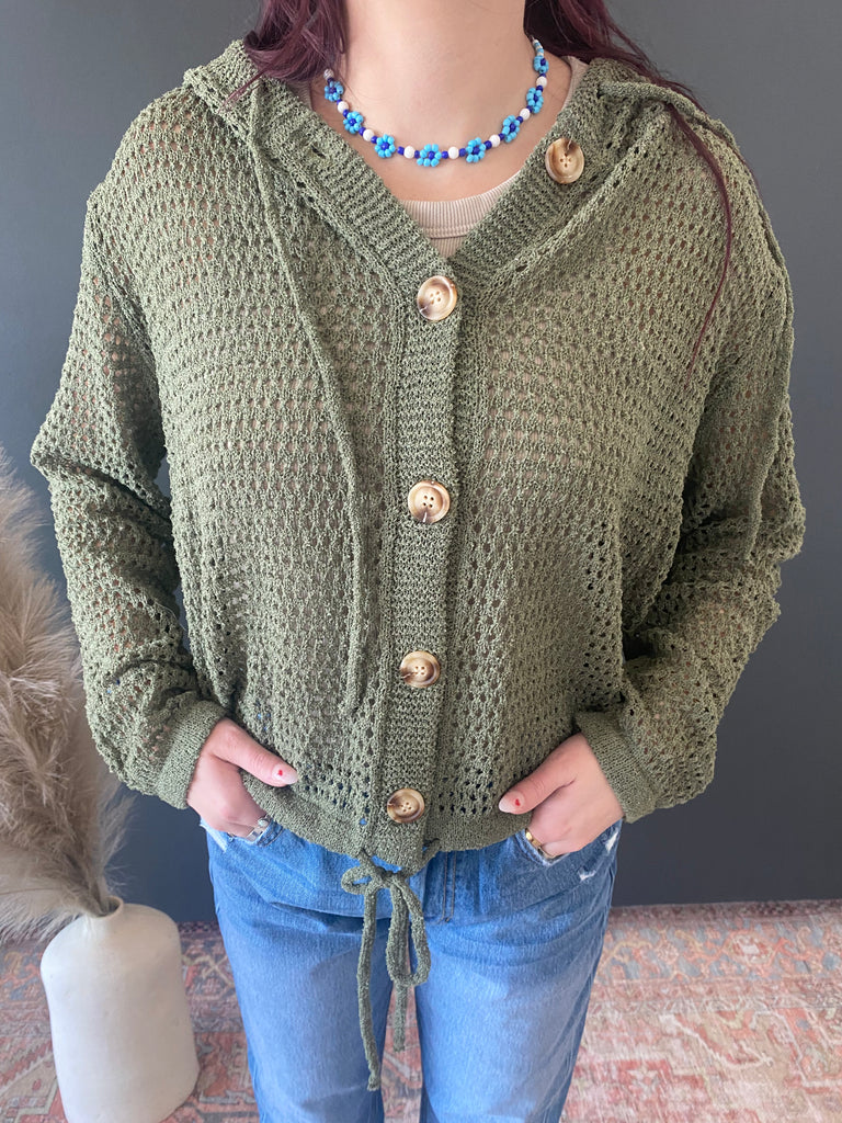 Fisher Net Hoodie Cardigan - 2 Colors