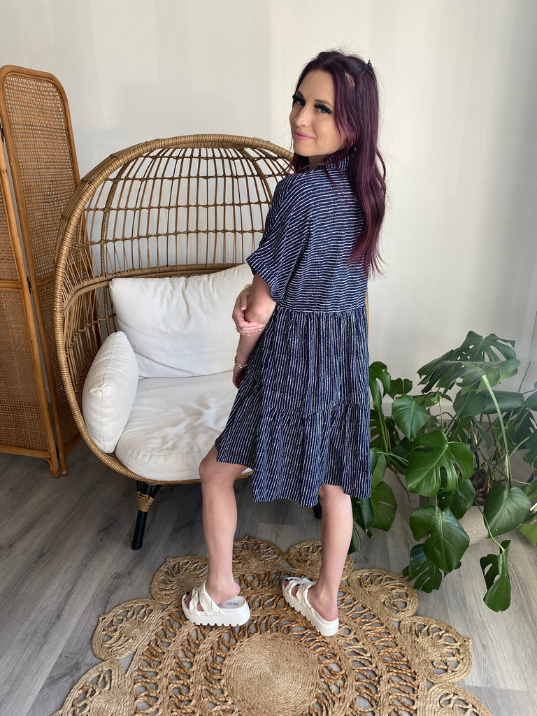 Navy Striped Dress