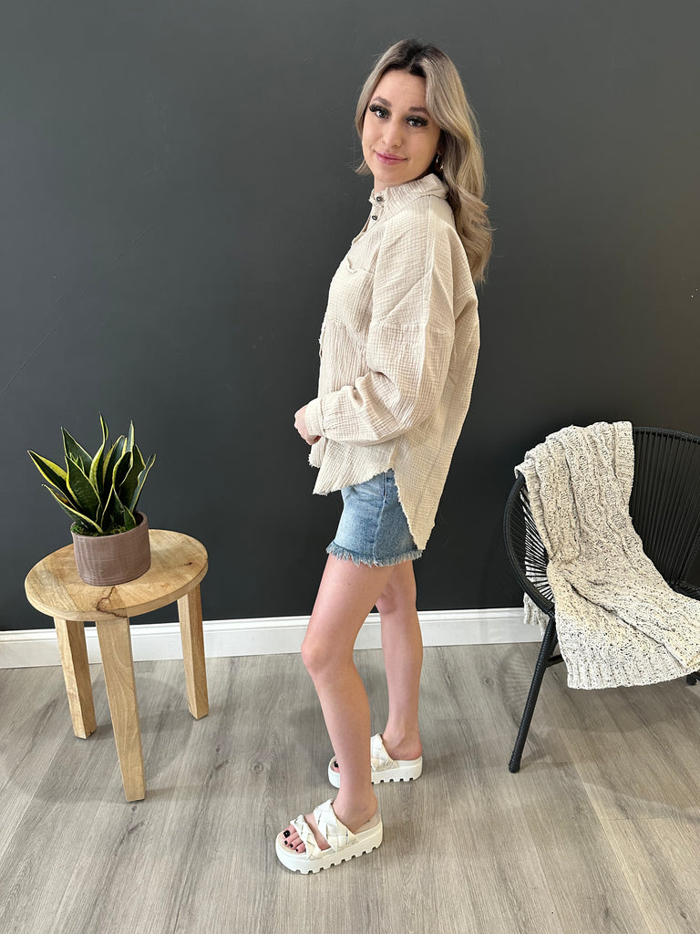 Sand Beige Gauze Top