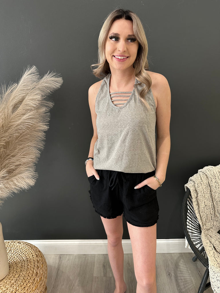Strappy Knit Tank Top - 2 Colors