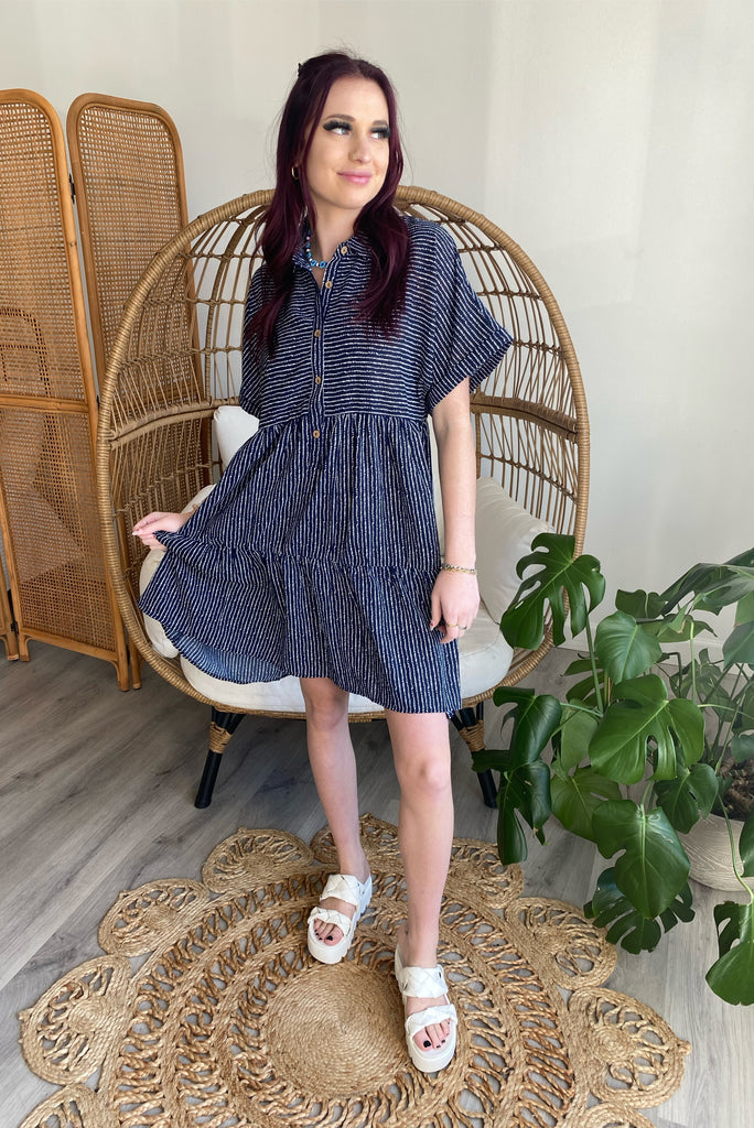 Navy Striped Dress