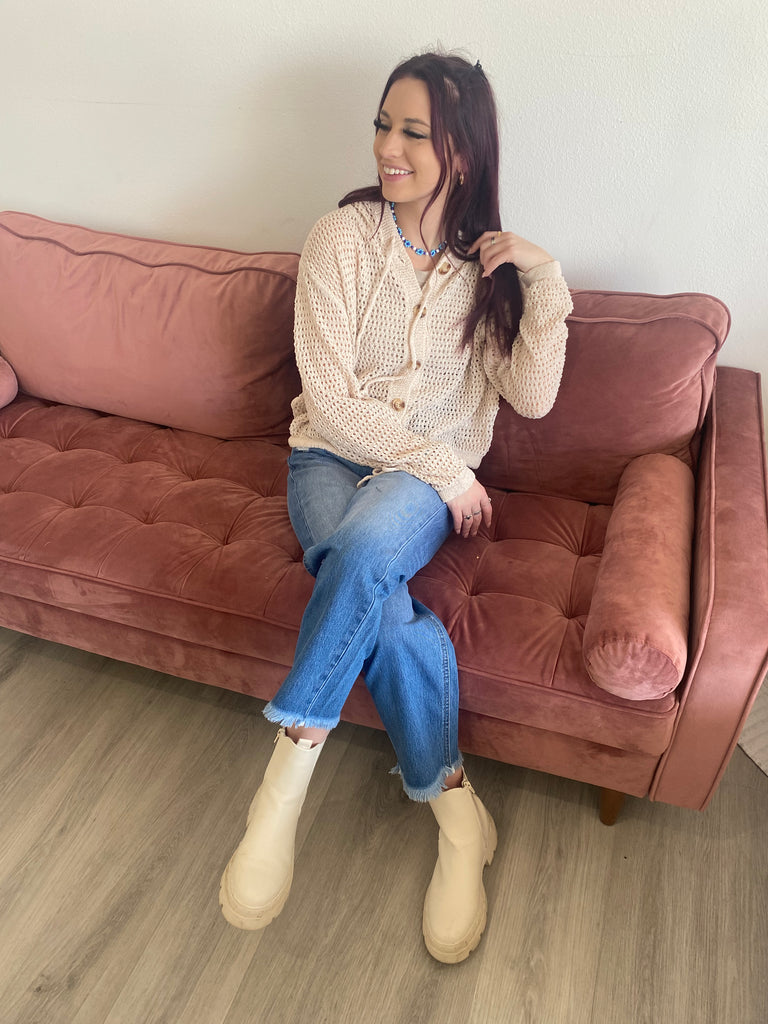 Fisher Net Hoodie Cardigan - 2 Colors