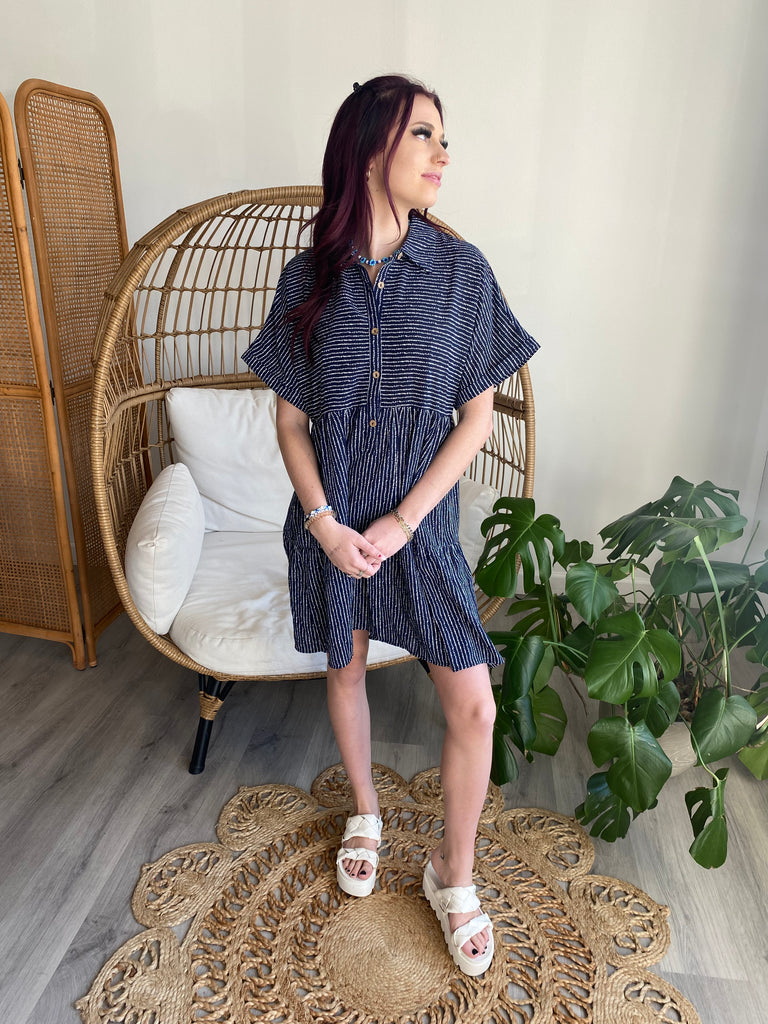 Navy Striped Dress