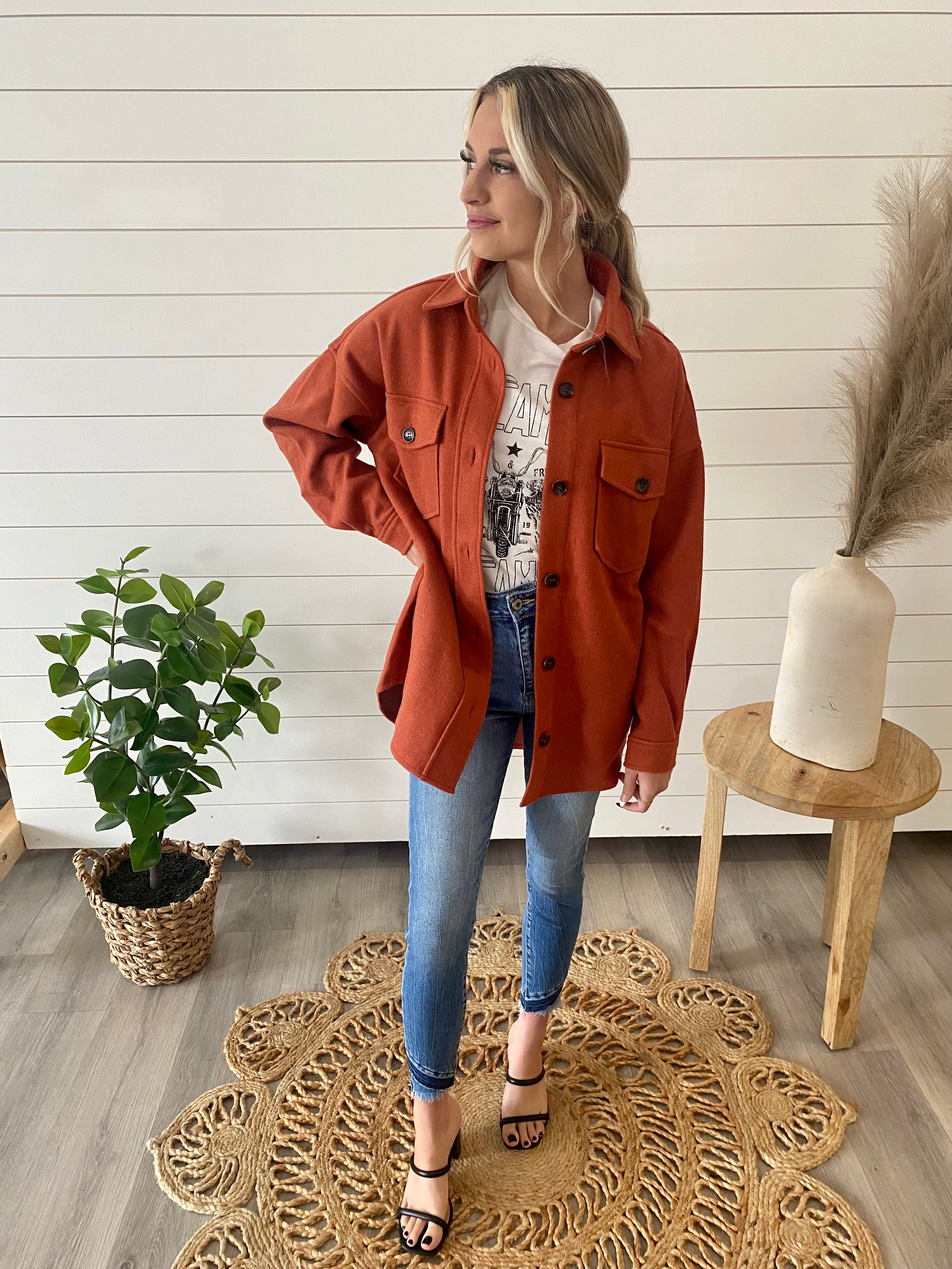 Shop Online Solid Color Shacket Alexis Rose Boutique